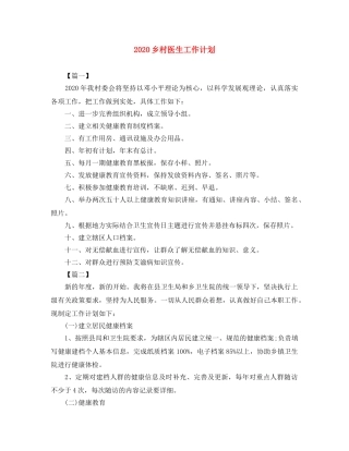 2024乡村医生工作计划 