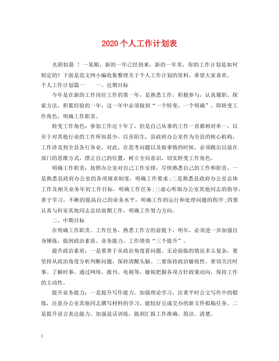 2024个人工作计划表 _第1页