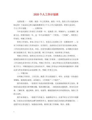 2024个人工作计划表 