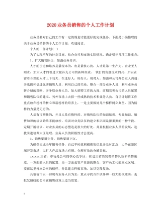 2024业务员销售的个人工作计划 