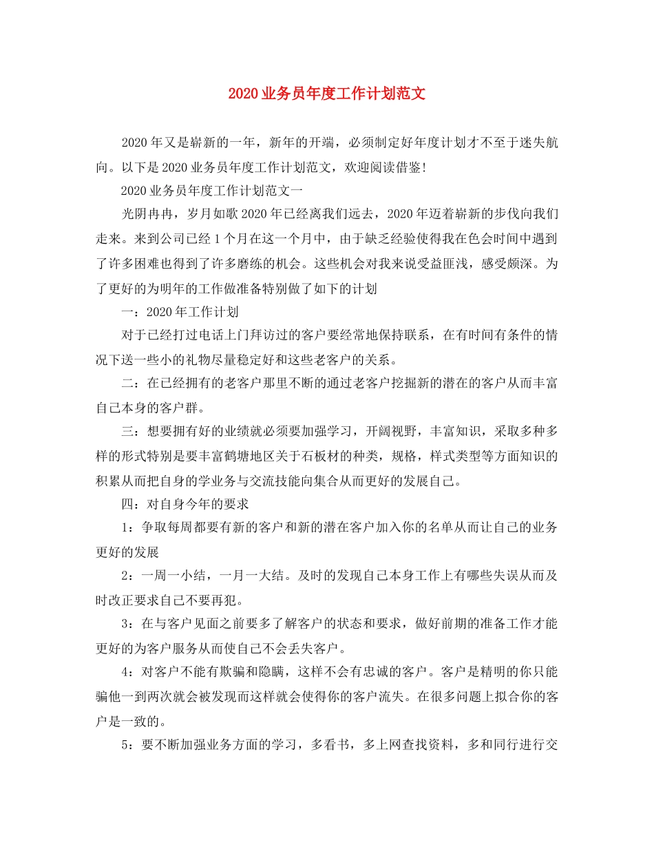 2024业务员年度工作计划范文 _第1页