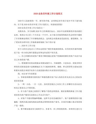 2024业务员年度工作计划范文 