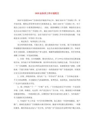 2024业务员工作计划范文(1) 