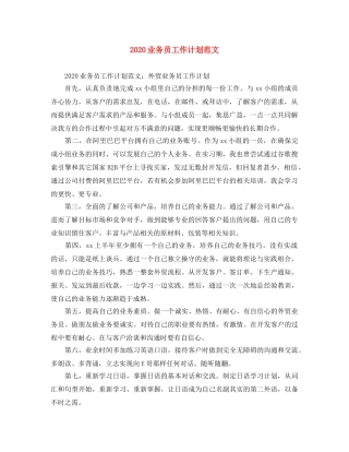 2024业务员工作计划范文 