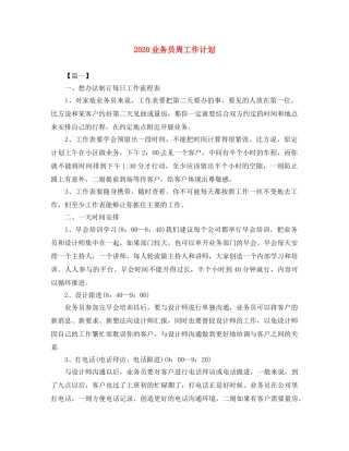 2024业务员周工作计划 