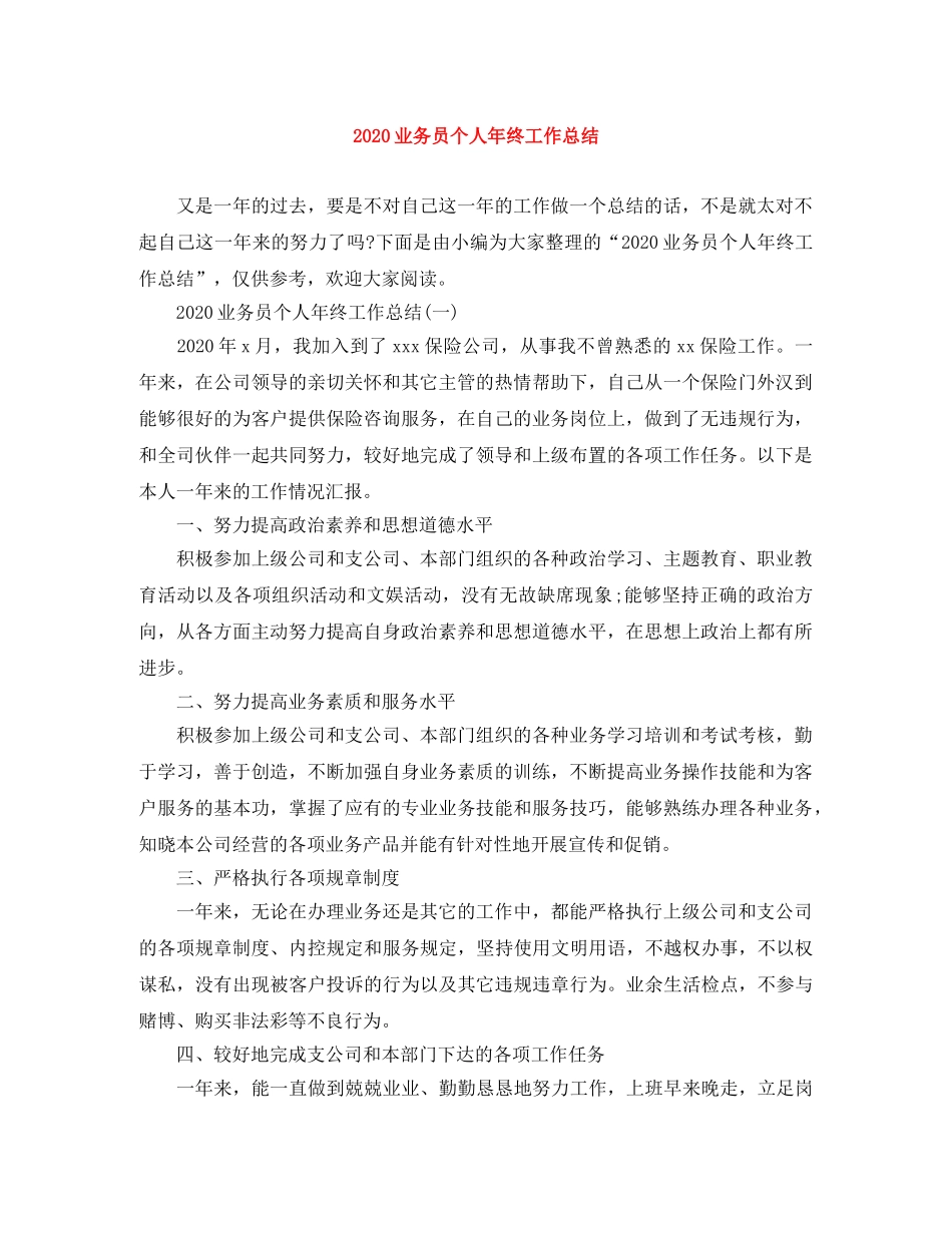 2024业务员个人年终工作总结(1) _第1页