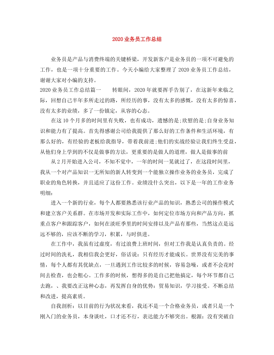 2024业务员工作总结(1) _第1页