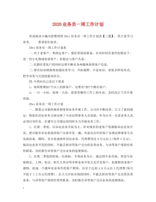 2024业务员一周工作计划 