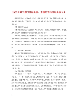 2024世界无烟日活动总结，无烟日宣传活动总结大全 