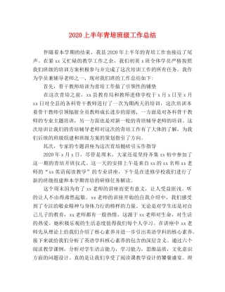 2024上半年青培班级工作总结 