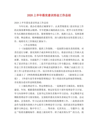 2024上半年落实意识形态工作总结 