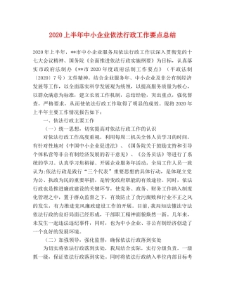 2024上半年中小企业依法行政工作要点总结 