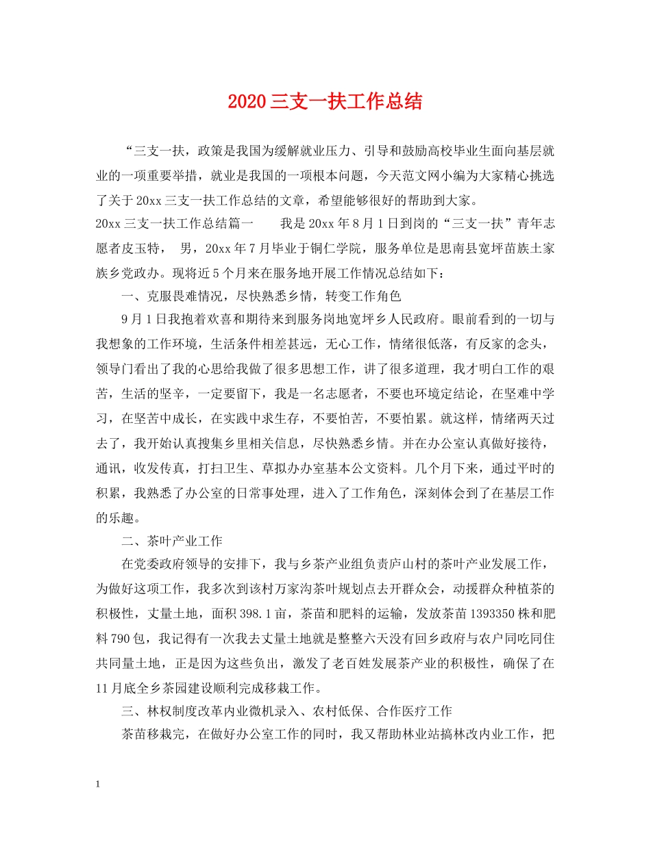 2024三支一扶工作总结 _第1页