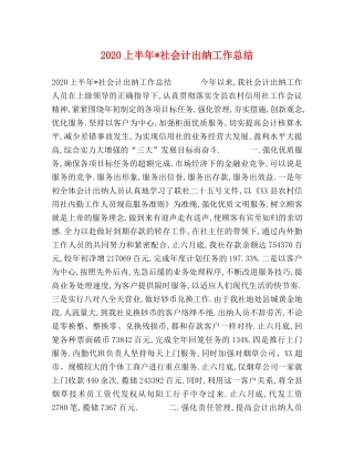 2024上半年-社会计出纳工作总结 