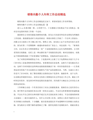 销售内勤个人年终工作总结精选 