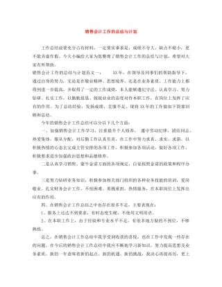 销售会计工作的总结与计划 