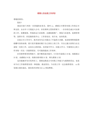 销售人员自我工作评价 