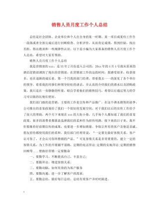 销售人员月度工作个人总结 