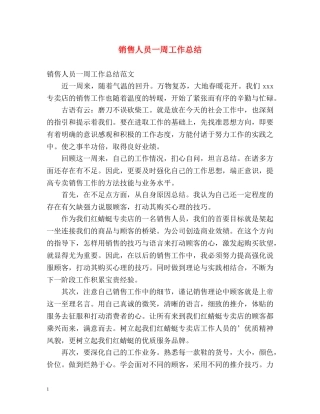 销售人员一周工作总结 