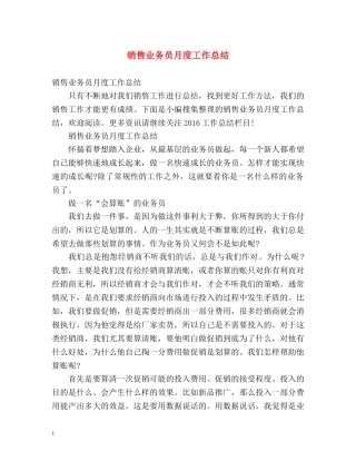 销售业务员月度工作总结 