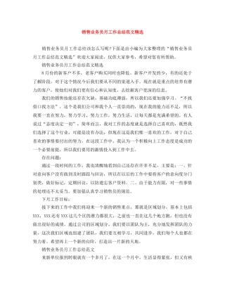 销售业务员月工作总结范文精选 