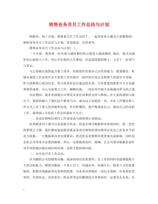 销售业务员月工作总结与计划 