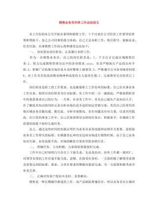 销售业务员年终工作总结范文 