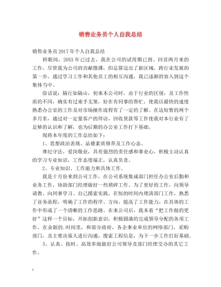 销售业务员个人自我总结 