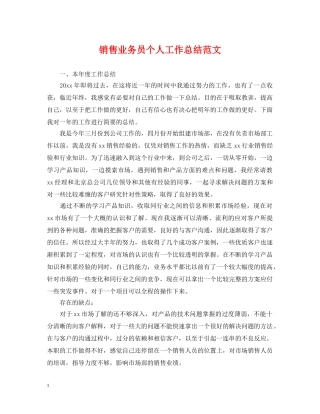 销售业务员个人工作总结范文 