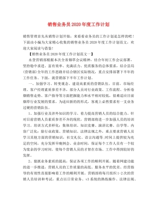 销售业务员2024年度工作计划 