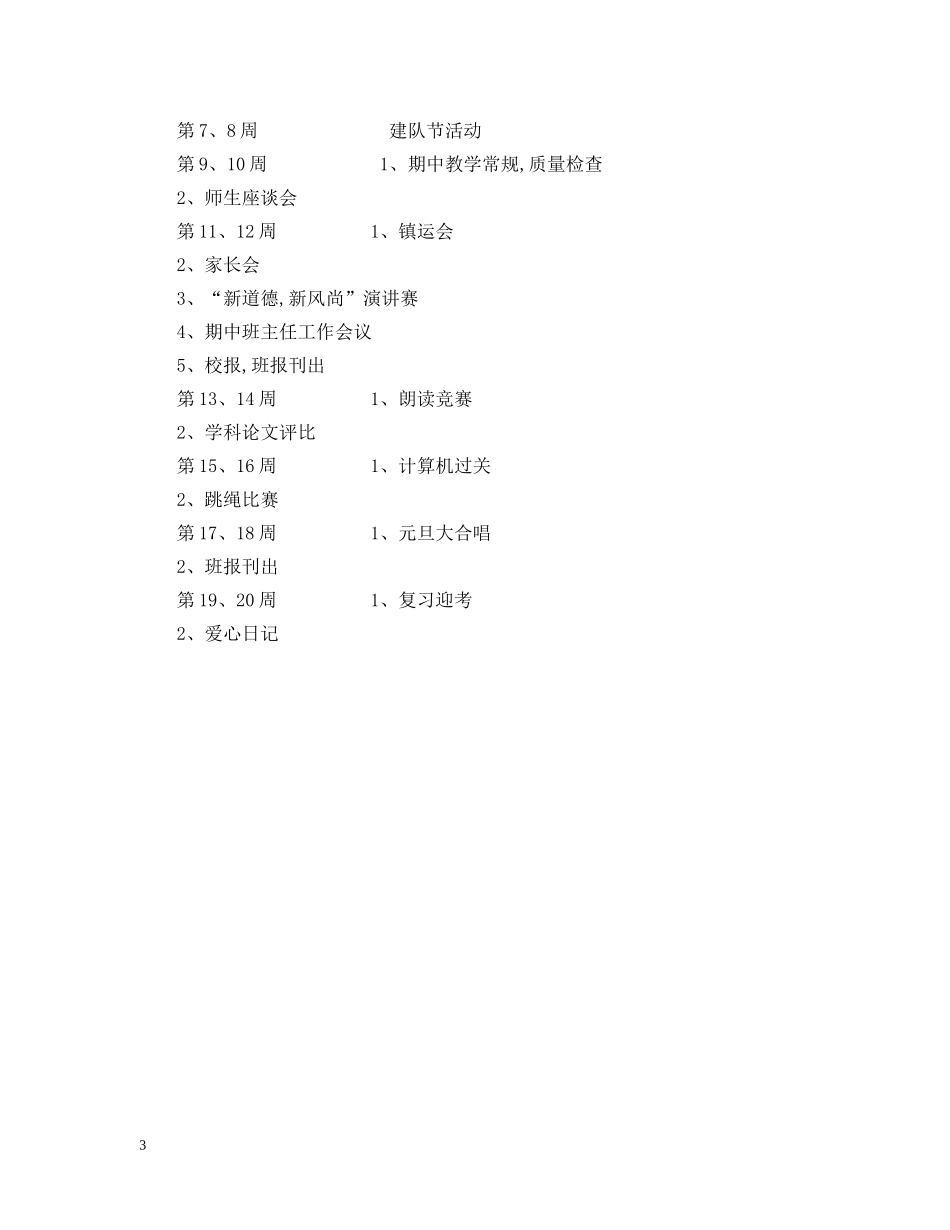 萧王庙中心小学20XX年学年第一学期五（2）班班主任工作计划－－培养方向 _第3页