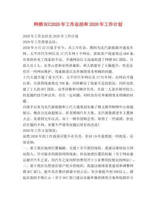 网销DCC2024年工作总结和2024年工作计划 