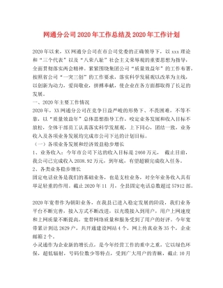 网通分公司2024年工作总结及2024年工作计划 