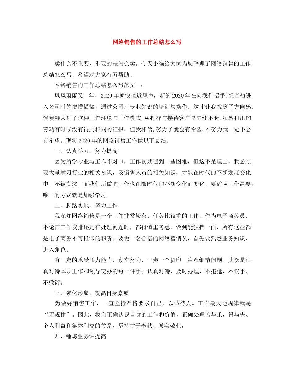 网络销售的工作总结怎么写 _第1页