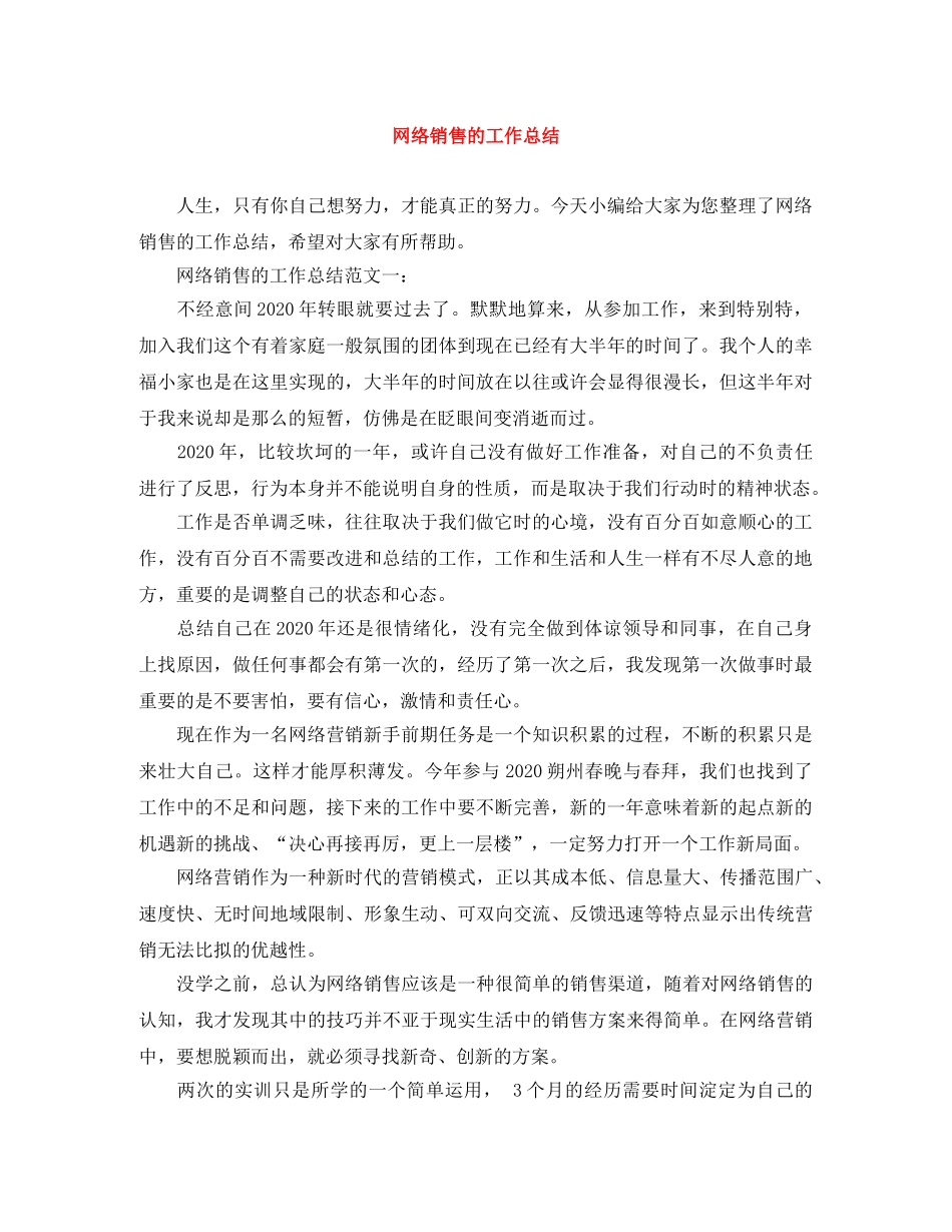 网络销售的工作总结 _第1页