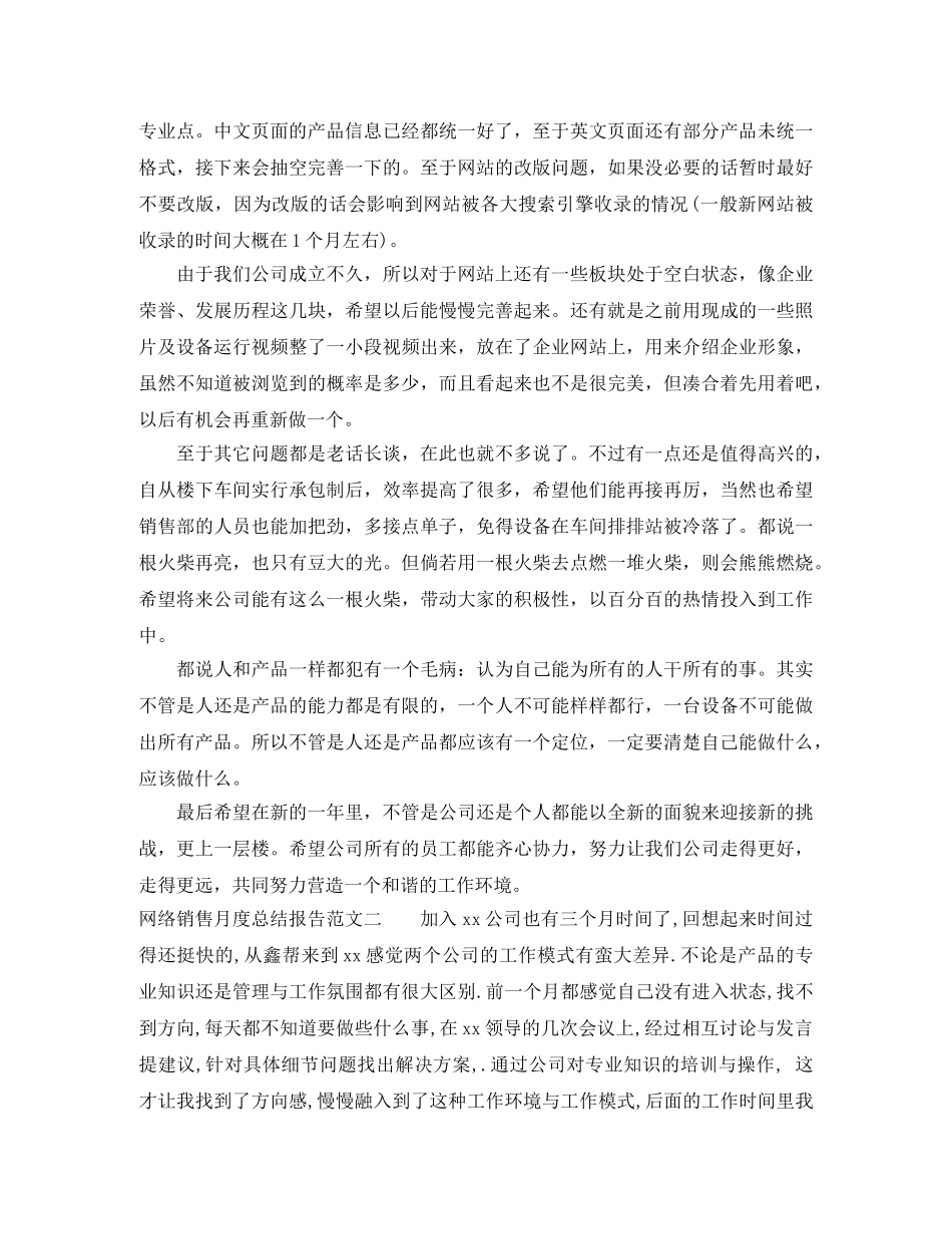 网络销售月度总结报告 _第2页