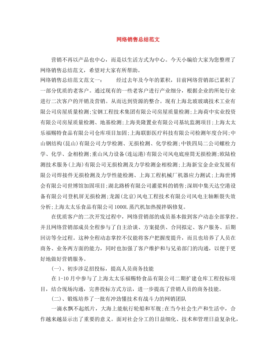 网络销售总结范文 _第1页
