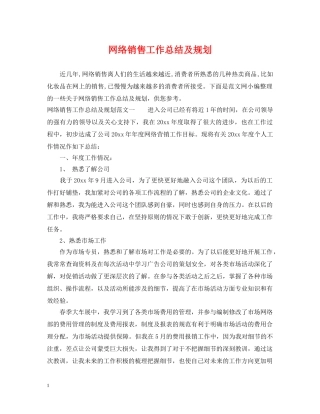 网络销售工作总结及规划 