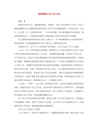 网络销售人员工作计划 