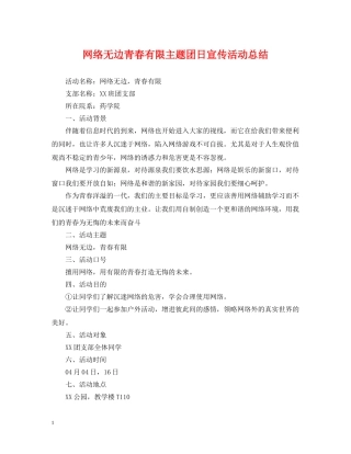 网络无边青春有限主题团日宣传活动总结 