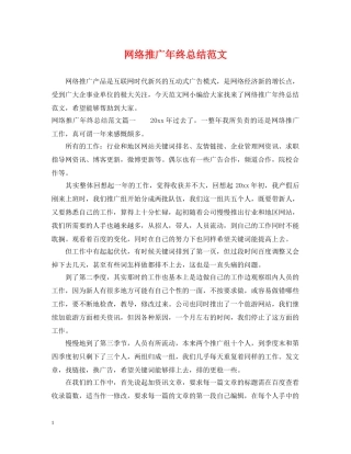 网络推广年终总结范文 