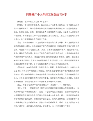 网络推广个人年终工作总结700字 