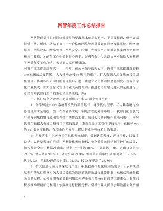 网管年度工作总结报告 