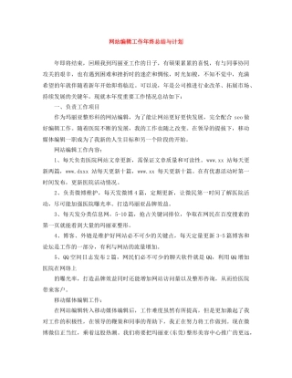 网站编辑工作年终总结与计划 