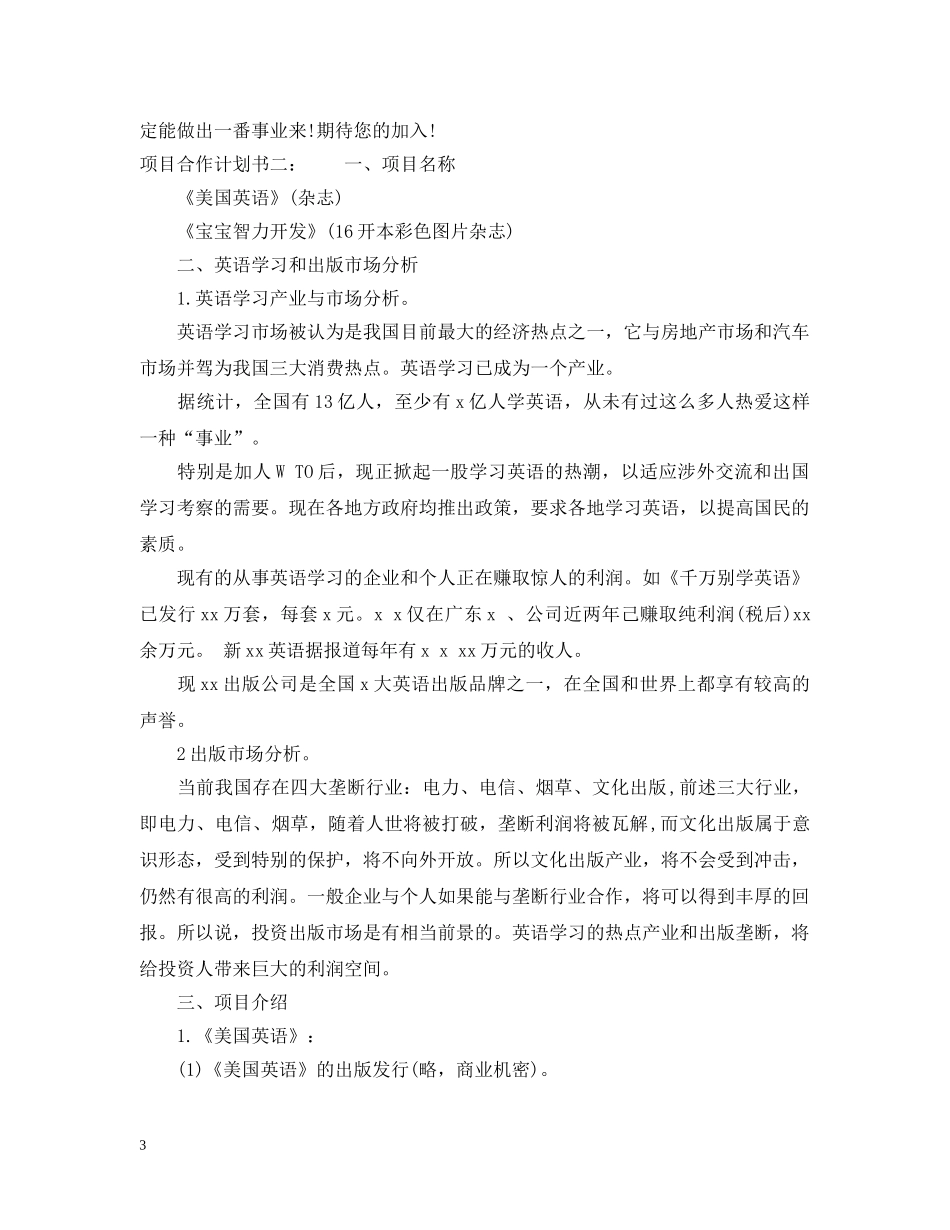 网站企业项目合作计划书范文 _第3页
