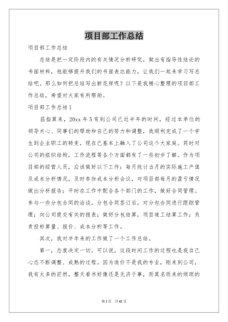 项目部工作参考总结