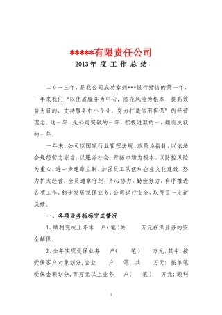 担保公司工作总结