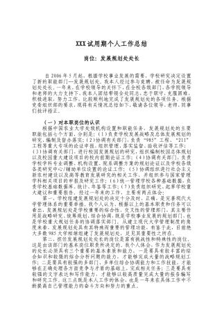 XXX试用期个人工作总结