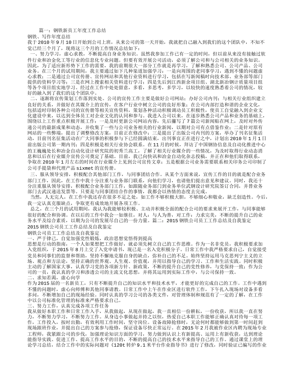 钢铁企业个人工作总结_第1页