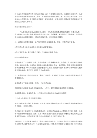 出纳转正工作总结2